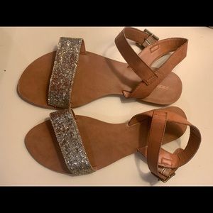 Brown and Glitter Xhilaration Sandals